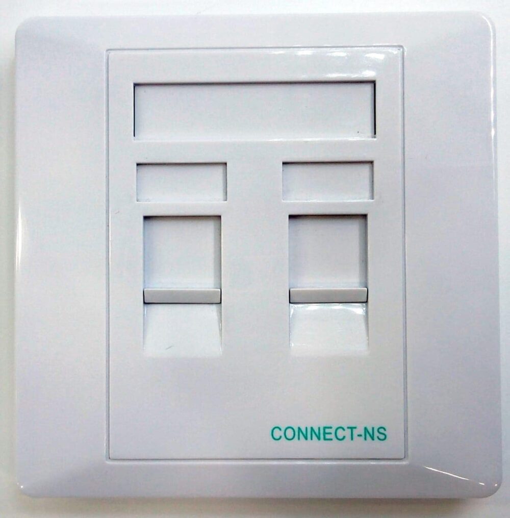 Connect-NS، لوحة حائط AC-SL1280، غطاء داخلي بمنفذين 2Port Outlet Faceplate