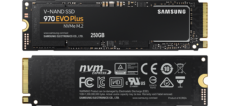 SSD ،Samsung، هارد داخلي 970 EVO Plus، سعة تصل إلي 250 جيجابايت