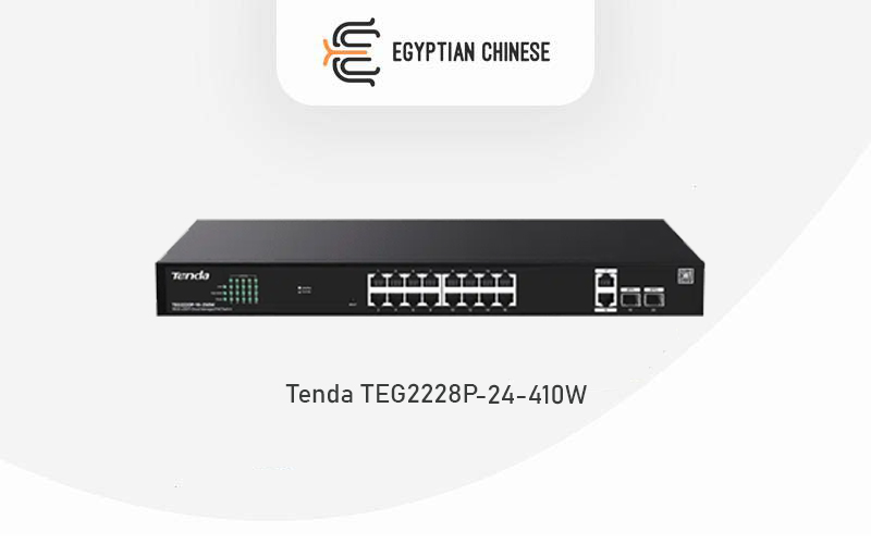 333 سويتش Tenda TEG2228P-24-410W كلاود مانجد 24 منفذ Gigabit PoE+ بقدرة 410W مع 2 Uplink و2 SFP – Cloud Managed PoE Switch - الصورة 1