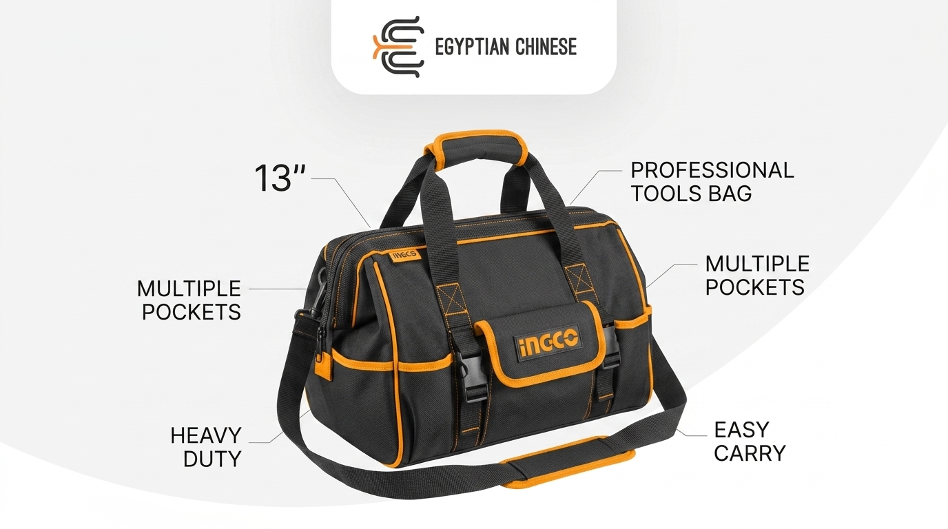 Tools_bag_hero_image_202607101156 شنطة عدة INGCO HTBG281328 مقاس 13 بوصة – حقيبة أدوات احترافية متعددة الجيوب - الصورة 1